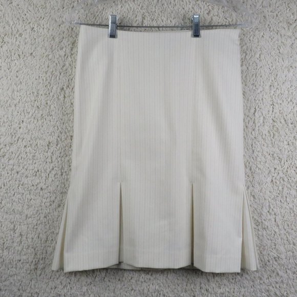 bebe* Women's Fully‎ Lined Side Zipper Pinstripe Box Pleated Skirt~ Size 2 - Picture 1 of 10